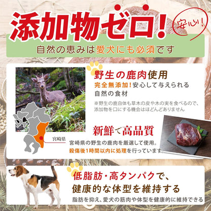 無添加 鹿肉ジャーキー ジャーキー 犬のおやつ 国産 低アレルゲン 低脂質 宮崎県産 (100g, 鹿肉)
